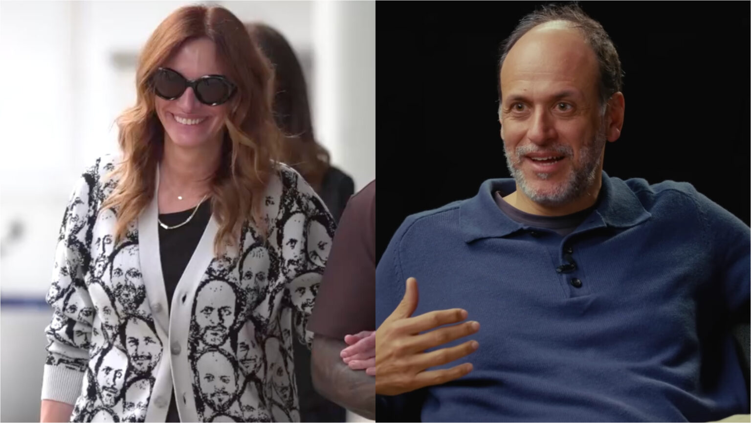 Julia Roberts usa cardigan com o rosto de Luca Guadagnino estampado em Veneza julia-roberts-usa-cardigan-com-o-rosto-de-luca-guadagnino-estampado-em-veneza